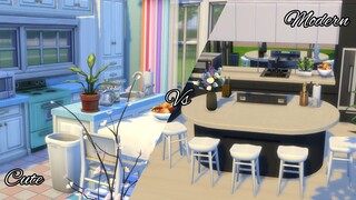 Base Game Kitchen: Cute vs Modern (NO CC) - TS4 [SPEED BUILD]