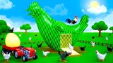 Bamboo Hen Farm Diorama | Funny Chicken 3D Cartoons | Farm Animals 2023 Videos