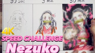 Drawing Progress: Nezuko at 30s VS 3min VS 30min