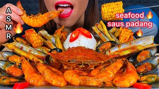 EATING SPICY SEAFOOD & RICE *MAKAN SEAFOOD SAUS PADANG (KEPITING UDANG KERANG REMIS) ASMR Sounds