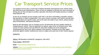 Car Transport Service Prices