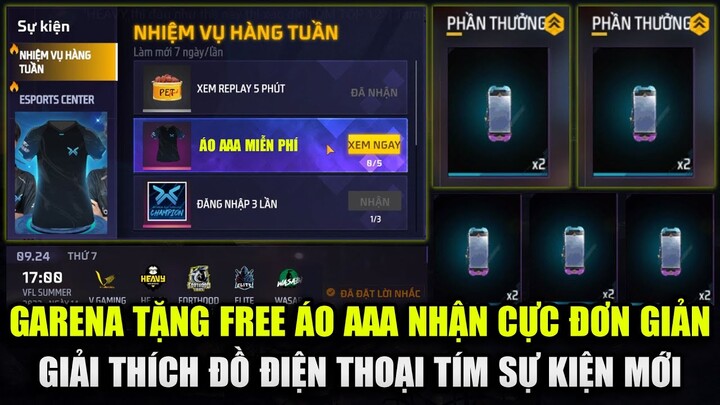 Free Fire | Garena Tặng FREE Áo AAA Xịn Nhận Cực Dễ - Giải Thích Huy Hiệu Điện Thoại Tím Sự Kiện Mới