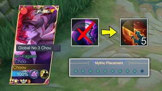 96% WINRATE CHOU SECRET TRICK TUTORIAL 2023!! NEW BUILD AND EMBLEM CHOU