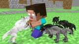 Monster School : Baby Herobrine and Wolf Life - Minecraft Animation