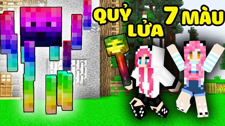 PANDA THỬ THÁCH TIÊU DIỆT QUÁI VẬT QUỶ LỬA 7 MÀU TRONG MINECRAFT*MỀU CHẾ TẠO CÂY GẬY ĐẦU LÂU 7 MÀU