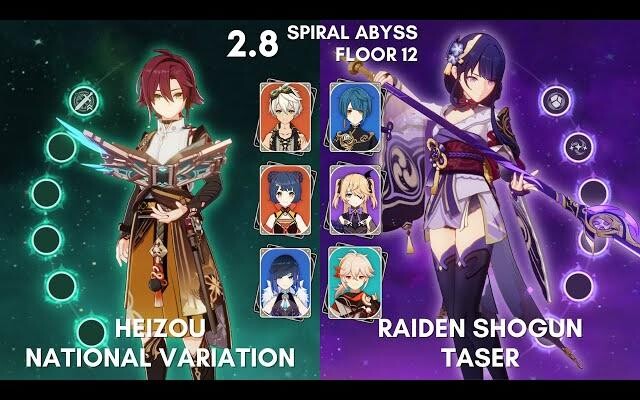 C1 Heizou National Variation & C2 Raiden Shogun Taser 28 Spiral Abyss ชั้น12