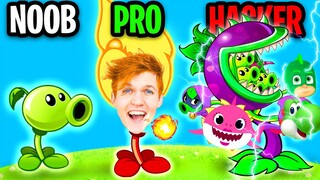 Can We Go NOOB vs PRO vs HACKER In PLANTS vs ZOMBIES!? (NIGHT MODE!)