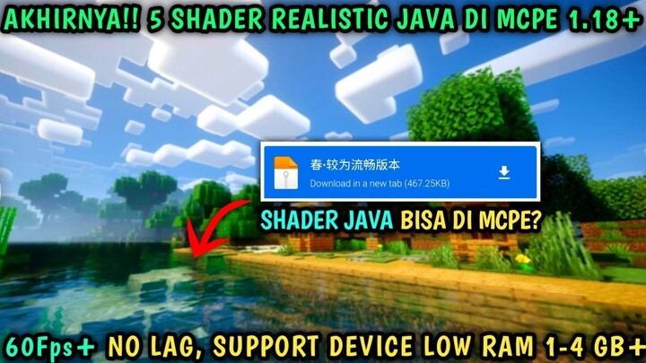 MANTAP JIWA‼️SHADER JAVA BISA DI MINECRAFT PE😮 TOP 5 SHADER ULTRA MCPE MIRIP MCPC 1.18+ RAM 1-4 GB+
