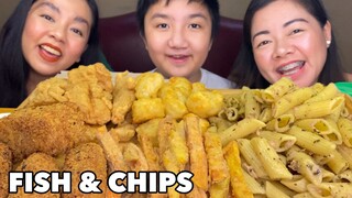 CRISPY FISH CHIPS & NUGGETS, FRIES & TUNA PESTO MUKBANG