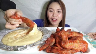 MUKBANG/BUFFALO WINGS DEEP IN CHEESE SAUCE -TRY NYO PO MASARAP SYA☺