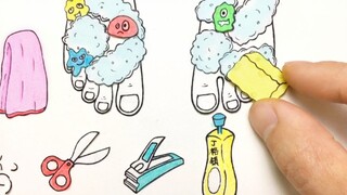 [Hand-drawn stop-motion animation] During the Chinese New Year, your feet should be trimmed and wash