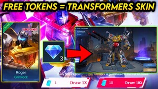 TRICK TO GET 10 MORE FREE TOKENS!! CLAIM ROGER GRIMLOCK TRANSFORMERS SKIN! - MLBB