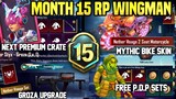 NEXT PREMIUM CRATE FIRST LOOK | MONTH 15 ROYALE PASS  WINGMAN, MISSIONS | FIRST MYTHIC BIKE SKIN !