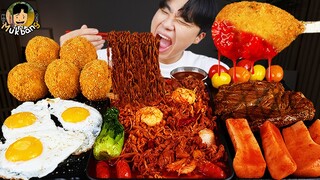 ASMR MUKBANG 직접 만든 양념 치킨먹방! 스테이크 짜파게티 레시피 & 먹방 FRIED CHICKEN AND BLACK BEAN NOODLES EATING SOUND!