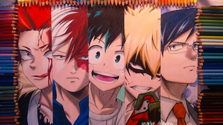 วาด Boku no Hero Academia~Kirishima, Todoroki, Midoriya, Bakugou, Iida - Anime Drawing