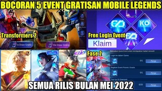 BOCORAN 5 EVENT GRATISAN MLBB BULAN MEI 2022!! MLBB X TRANSFORMERS BATCH 2 RILIS | FREE TICKET DRAW