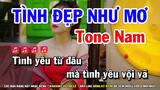 Karaoke Tình Đẹp Như Mơ - Tone Nam | Nhạc Sống Cha Cha | Huỳnh Lê