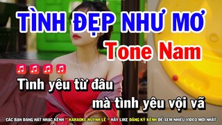 Karaoke Tình Đẹp Như Mơ - Tone Nam | Nhạc Sống Cha Cha | Huỳnh Lê