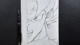 Anime sketch | how to draw black goku half easy step-by-step
