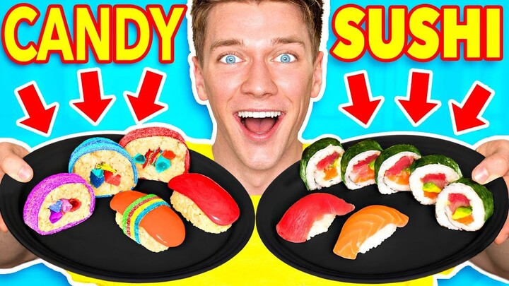 Making FOOD out of CANDY!! Learn How To Make DIY Edible Candy vs Real Food Challenge
