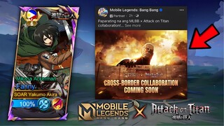 CONFIRMED! ATTACK ON TITAN X MLBB IS COMING SOON! GUARANTEED MIKASA SKIN FOR FANNY😍 (NOT CLICK BAIT)