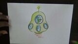 Draw cartoon Halloween pear shape UFO