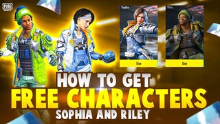 HOW TO GET FREE SOPHIA AND RILEY CHARACTER IN PUBG MOBILE | FREE 500 CHARACTER VOUCHERS EVENT