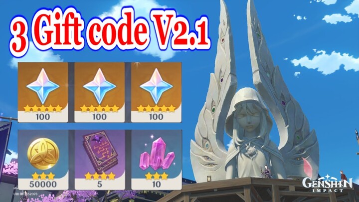 3 New Gift Codes v2.1 | 300 Primogem [ Genshin Impact ]