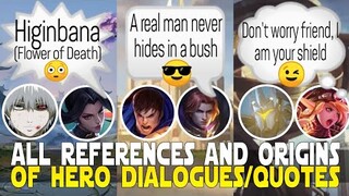 ALL REFERENCES/INSPIRATIONS OF HERO DIALOGUES | HERO LINES ORIGIN | MOBILE LEGENDS