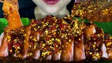 ASMR แซลมอนดิบซอสพริกแห้ง 🌶🌶🔥 MUKBANG SPICY SEA FOOD ( EATING SOUNDS )