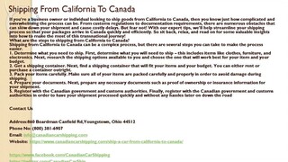 Shipping From California To Canada