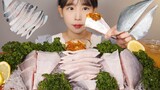 아이스 병어회 🐟🧊 먹방 Raw Silver Pomfret (Butter fish) [eating show]mukbang korean food