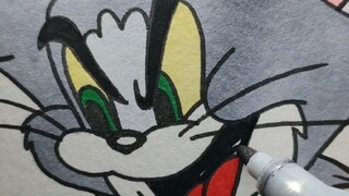 What is it like to draw Tom and Jerry with a marker on colored pencil paper (voice control)