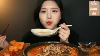 Yukgaejang mì cắt, bánh kếp với kiều mạch nha, cơm trắng 2 #amthuc