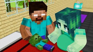 Monster School: Baby Zombie Life With Herobrine Alcoholism (Bad Family) - Minecraft Animation