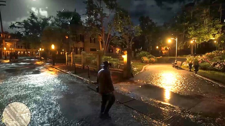 Reality or game? Red Dead Redemption 2 Rainy Night Extreme picture quality is beautiful!