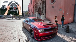 1100HP Dodge Challenger SRT Demon | Forza Horizon 5 | Steering wheel gameplay