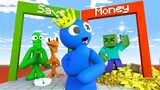 Monster School: Money run challenge - Rainbow Friends Blue save Family | Minecraft Animation