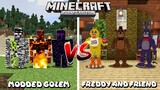 MOST INTENSE FIGHT MODDED GOLEM VS FREDDY AND FRIEND - Minecraft Pe