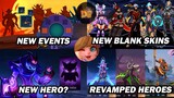 NEW HEROES, NEW EVENTS, UPCOMING REVAMPED HEROES, NEW BLANK SKINS & OTHER UPDATES in Mobile Legends!