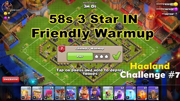 58s 3 Star in Friendly Warmup Challenge | Haaland Challenge #7 | Clash of Clans | @AvengerGaming71