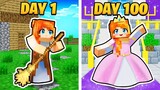 I Survived 100 DAYS as a PRINCESS in Minecraft!