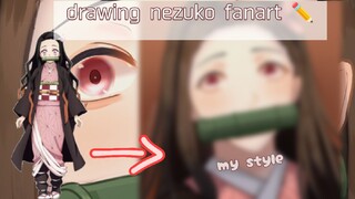 [drawing] nezuko fanart|kimetsu no yaiba|speed paint