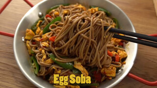 Buckwheat noodles with egg sauce + Super model vegetable juice