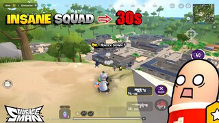 OMG!! INSANE SQUAD in 30second | SOLO VS SQUAD | SOUTH SAUSAGE MAN