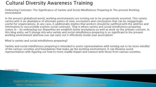 Cultural Diversity Awareness Training