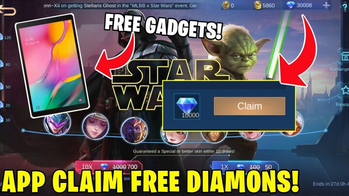 APP CLAIM FREE DIAMONDS AND FREE GADGETS EVENT IN MOBILE LEGENDS