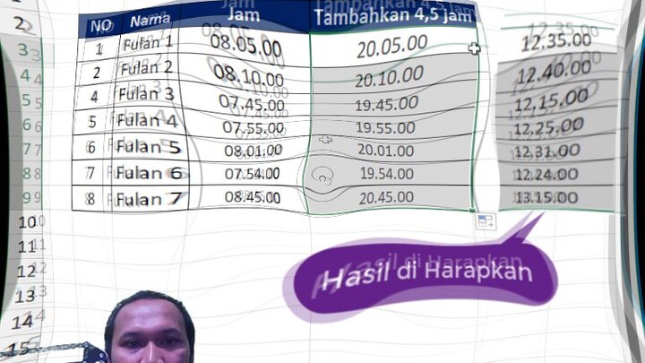 Menambahkan Jam menit detik di excel .