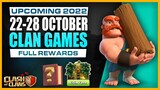 Clan Games Rewards in October 2022 in Clash of Clans | Upcoming 22-28 October clan games rewards