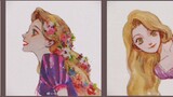 [Vẽ tranh] Dùng màu nước vẽ 6 cô công chúa Rapunzel